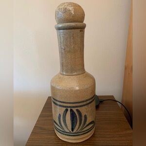 Vintage Salt Glaze Pottery Bottle w. Ball Stopper